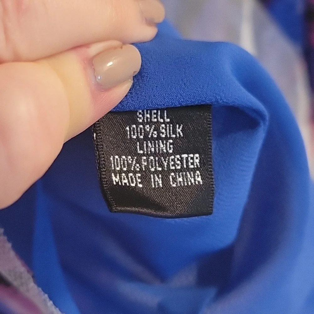 Adrianna Papell occasions silk blue purple pink floral halter dress 8 - Picture 7 of 7